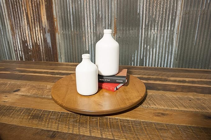 Rustic Red Door Co. Wood Lazy Susan Turntable - Solid Wooden Spinning Kitchen Table Organizer - Scratch Resistant - 360 Degre