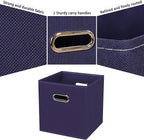 Black Fabric Cubby Storage Bins,13x13x13 Inches ,Cube Organizer Bin Foldable Storage Boxes with Dual Handles Fabric Organizer