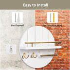 Nekon Key Holder Wall Mount, 11.8 Inch Rack With Shelf and 6 Hooks, Rustic Mail Organizer, Circular Wooden Hanger for Entrywa