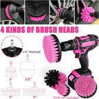 Viewsun 20PCS Car Cleaning Kit, Pink Car Interior Detailing Kit with Drill Brush Set, Windshield Cleaning Tool, Detailing Bru
