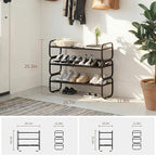 3 Tier Shoe Rack - Expandable Shoe Organizer for Closet, Adjustable Metal Shoe Shelf Storage, Stackable Long Shoe Stand Holde