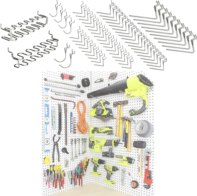 Peg Board Hooks for Hanging Tools Assortment – Tool Organization Accessories Kit – Organizer Set of 1 inch, 2 inch, 4 inch L 