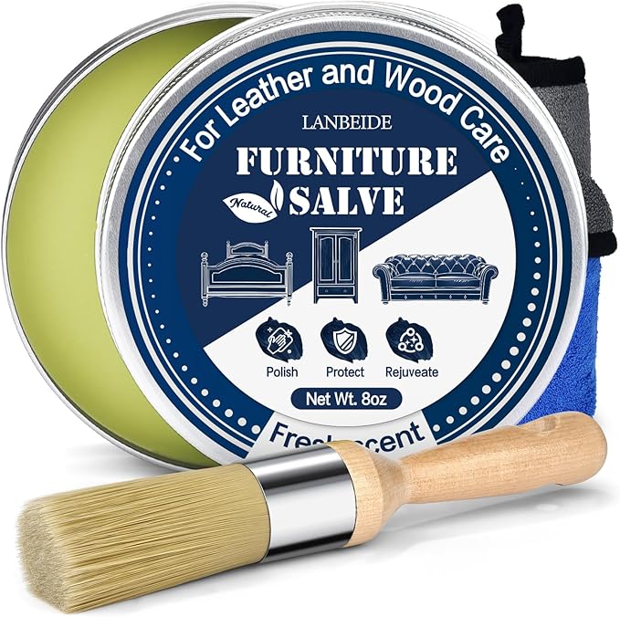 LANBEIDE Furniture Salve with Brush for Leather Wood, Polisher and Conditioner for Leather Couch and Furniture-Repair Salve 8