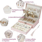 BOOVO Earring Jewelry Box For Women Girl Stud Organizer, 4 Layers Girl Jewelry Organizer Box With Lock Earring Holder Organiz