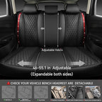 CAR PASS Nappa Leather Bling Diamond Black Red Seat Covers Full Set, Waterproof Calfskin Heavy-Duty Anti-Slip, Universal Fit 