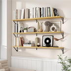 Axeman 48 Inch Floating Shelves | 8 Inch Deep Oak Wall Shelves Set of 2 | 47.3W x 8D Rustic Wood Shelves for Bookshelf Living