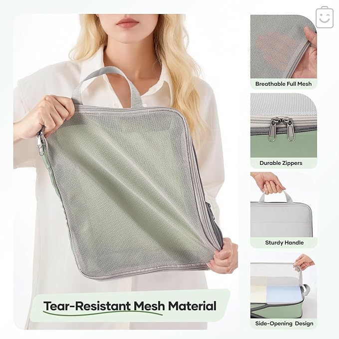 Veken 9/11 Set Compression Packing Cubes for Travel Essentials,Compressible Expandable Large Luggage Suitcase Organizer Bags 