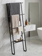 CANYAVE Metal Leaning Ladder Towel Rack, 4-Tier Blanket Stand for Bathroom Living Room, No Drilling Quilt Storage Organizer (