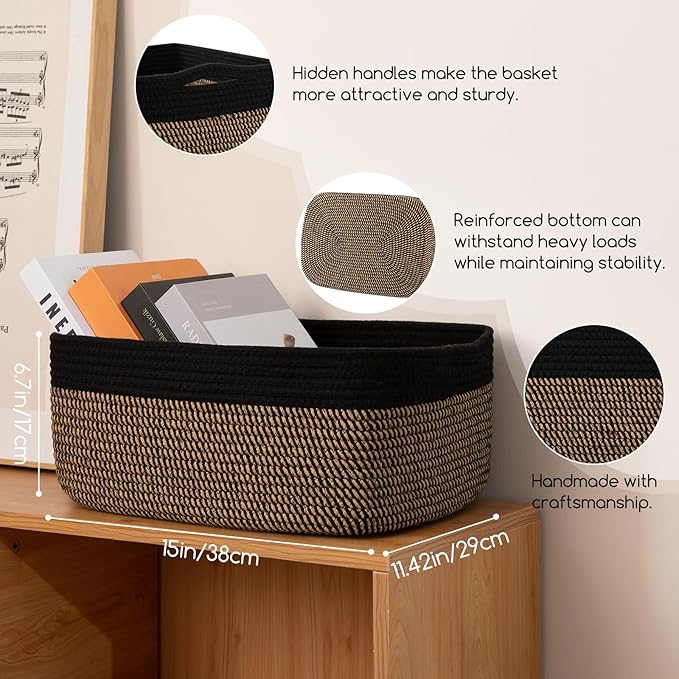 OIASKET Storage Baskets for Organizing 3 Pack, Woven Baskets for Shelves, Closet Organizer Bins Empty Gift Basket Toy Storage