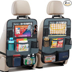 BALEINE Backseat Car Organizer, Back Seat Car Organizers and Storage, Kick Mats Back Seat Protector, Travel Accessories for Most Automotive (2 Pack, Gray)