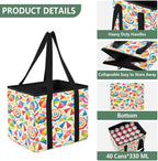 Colourful Beach Umbrellas Reusable Grocery Bags Large Shopping Tote Bag with Reinforced Bottom Board, Water Resistant Foldabl