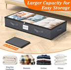 SpaceWhisper 90L Under Bed Storage Containers, 2-Pack Storage Bins with Clear Top, Foldable Closet Organizers and Storage wit
