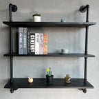 Industrial Pipe Shelf Shelving Bookcase, Wall Mounted Rustic Bookshelf, Floating Bookshelves for Wall,Retro Wood Metal Pipe I