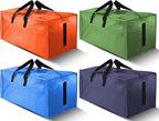 HOMESURE 4 Pack Large Strong Moving Bags with Zippers & Carrying Handles - Water-Resistant - Heavy Duty Storage Tote for Spac