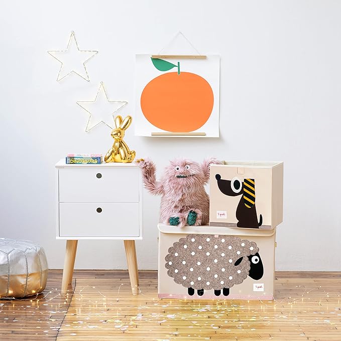 3 Sprouts Large Toy Chest for Kids with Lid and Handles - Collapsible Toy Storage Bin/Trunk/Box/Basket Organizer for Boys & G