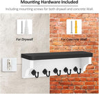Nekon Key Holder for Wall, 11.8" W x 3.5" H x 2.8" D Decorative Key Organizer with Floating Shelf, Wall Mount Key Rack with 5