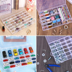 OUTUXED 8 Pack 36 Grids Clear Plastic Storage Boxes with Adjustable Dividers, Beads Storage Containers, Jewelry and DIY Craft