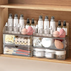 Medicine Cabinet Organizer 6 Tier, Stackable Bathroom Mirror Cabinet Organizers，Small Makeup Storage with 4 Drawer and 2 Tray