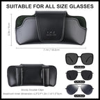 Car Sunglasses Holder for Car Visor Vegan Leather Auto Eyeglass Case with Clip Automotive Interior Visor Accessories