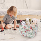 Storage Basket Boho Fabric Large Collapsible Floral Laundry Nursery Hamper Portable Folding Storage for Clothes Toys (Light G