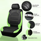CAR PASS Luminous Green Leather seat Covers Universal Sport car seat Cover, 5mm Composite Sponge Inside, Airbag Compatible fi
