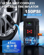 5000A Jump Starter with Air Compressor, Portable Car Battery Jump Starter with 150 PSI Tire Inflator for Up to 10.0L Gas and
