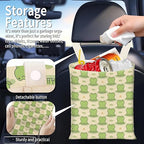Hanging Car Garbage Bag, Cute Car Trash Can Bag, Automotive Accessories for Women Men Cute Green Frogs