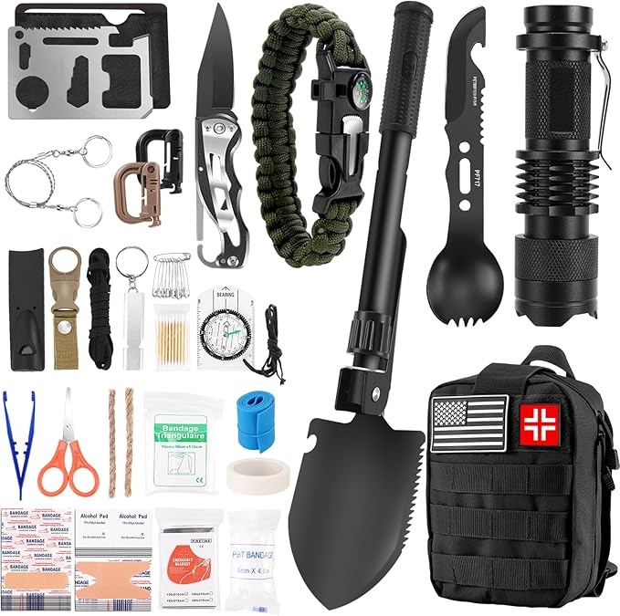 Gifts for Men Christmas - 118-in-1 Survival Kits - Military-Grade Survival Gear for Outdoor Adventures, Disaster Preparedness