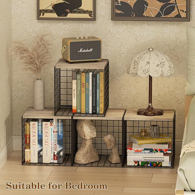 Dmevkic 2 Cube Small Bookcase,Bookshelf for Small Spaces Book Shelf,12.2 x 12.2 x 12, DIY Variable Stackable Cube Storage for