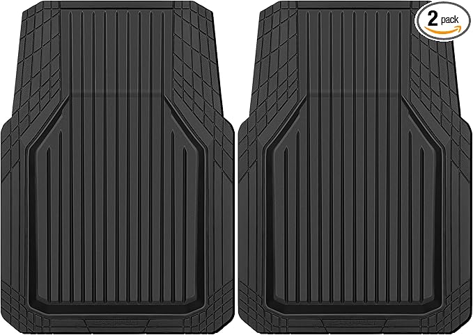 CAR PASS Heavy Duty Rubber Floor Mats for Car, Waterproof Deep Dish Car Mats Two Front, Universal Trim to Fit for SUV Truck Sedans Vans, All Weather Automotive Floor Mats 2pcs, Solid Black