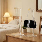 Acrylic Handbag Display Stand Gold Trim Purse Holder, 14"-24" Adjustable Height Thicken Anti-slip Base Clear Purse Rack Hangi