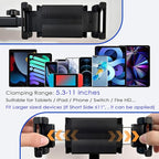 2026 Tablet Holder for Car Headrest [3 in 1 Sturdy Upgrade Extension Arm] 360° Rotating Adjustable for ipad Headrest Mount, for Most Tablets/Phones, Fit Larger Tablet (Short Side ≤11") - Black