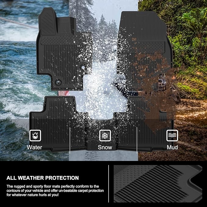 KIWI MASTER Floor Mats for 2020-2026 Toyota Highlander, OEM Replacement PT908-48200-20, Custom Fit All Weather Car Mats, Heavy Duty TPE Floor Liners, 1st & 2nd & 3rd 3 Row, Black