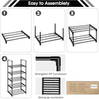 OYREL Shoe Rack, Sturdy Metal Shoes Rack Organizer,Narrow Shoes Stand Shelf 5 Tier Shoe Racks for Closets Small Space