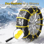 12 Pcs Snow Tire Chains - Portable Plastic Non-Slip Anti-Skid Traction Cables for Winter Driving/Fits Most Cars, SUV & Trucks