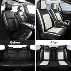 Car Seat Covers Full Set, Breathable Nappa Leather Seat Covers, Horizontal Stripes Automotive Seat Covers, Universal Seat Cus