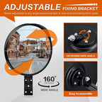 24-Inch Convex Security Corner Mirror - Adjustable Fixing Bracket, Wide Angle, Indoor and Outdoor Use - Ideal for Major Warehouse, Industrial Areas, Large Parking Lots, Alleys and Driveways