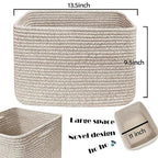 COMFY-HOMI 3Pack Small Woven Cotton Rope Basket for Organizing, Gift Baskets for Handles, Empty Gift Baskets, Medium Rope Bas