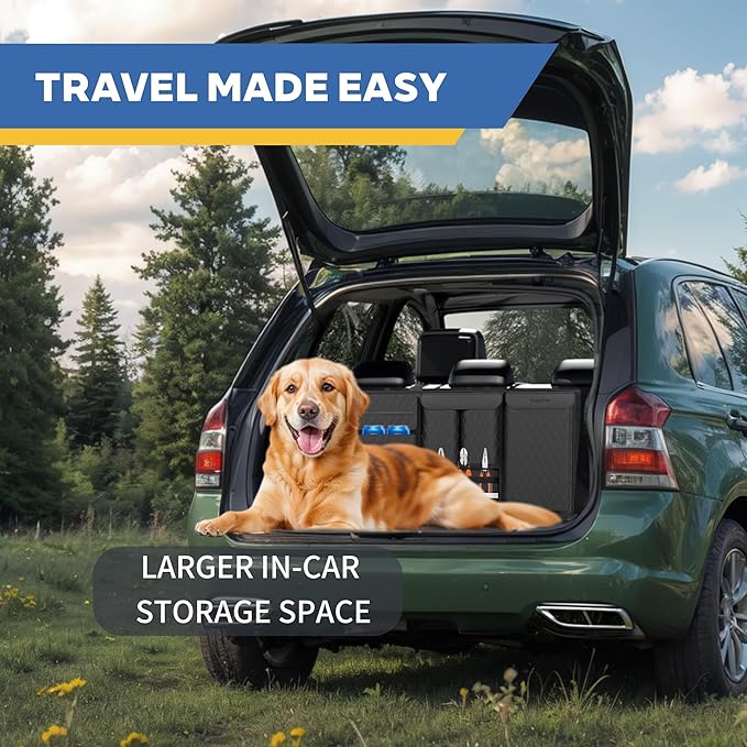 Backseat Hanging Organizer with Large Storage Bags | PU Leather, Large Capacity | Adjustable Straps, Waterproof & Collapsible |