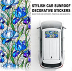 39.37×16.92 Inch Car Sunroof Stained Glass Window Film,Stylish Sunroof Sticker Static Cling Privacy Film Sun Protection,Stained Glass Sunroofs Films Car Interior Accessories