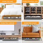 Under Bed Storage with Wheels 3Pack Underbed Storage with Clear Window&Label Under Bed Drawers Large Capacity Rolling Under B