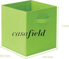 Casafield Set of 6 Collapsible Fabric Cube Storage Bins, Lime Green - 11" Foldable Cloth Baskets for Shelves, Cubby Organizer