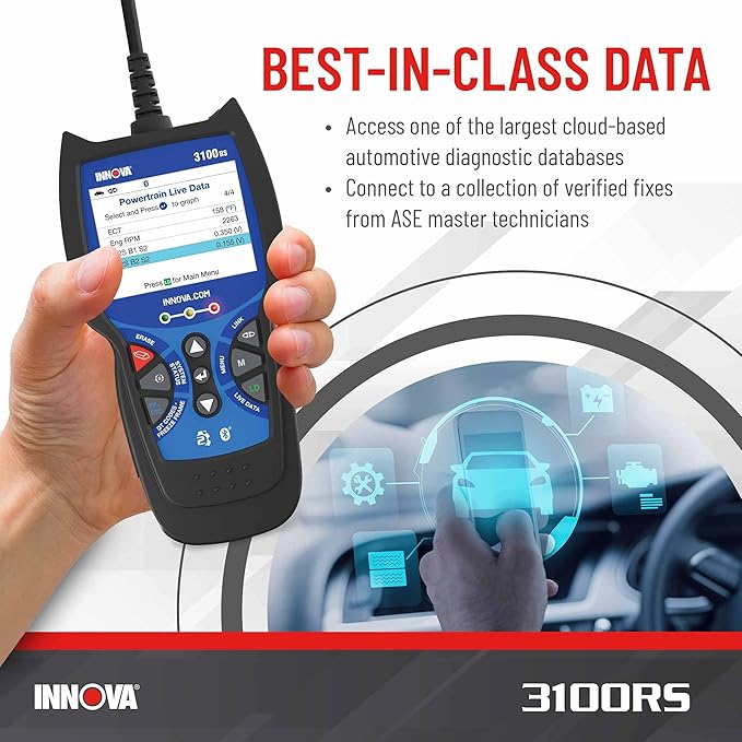 INNOVA 3100RS, OBD2 Scanner, ABS SRS Airbag Scan Tool with Airbag Light & Oil Light Reset, Stream Graph & Record Live Data,