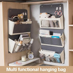 Over Door Storage Organizer, Multi-Pocket Hanging Organizer with Mesh Pockets, Wall Mount Storage Bags, Black and White (blac