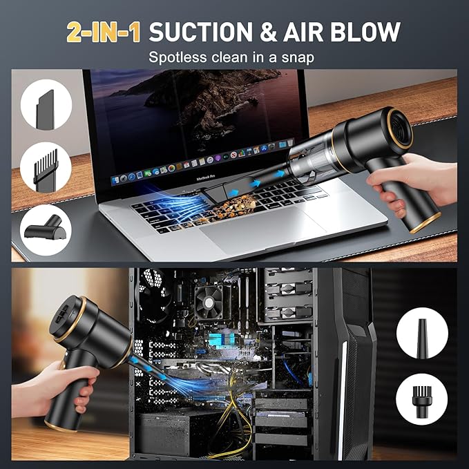 KMM Handheld Car Vacuum Cleaner, 9000PA Vacuum Cleaner & Air Duster, 120W High Power Vacuum Portable Cordless, Hand Held Vacu