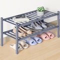 Smiry Bamboo Shoe Rack for Closet, 2 Tier Wooden Stackable Shoe Organizer, Free Standing Shoes Storage Shelf for Entryway, Fr