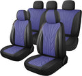 CAROMOP Luxury Faux Leather&Fabric Car Seat Covers Full Set with Breathable 3D Foam Back Support,Universal Comfortable Seat C