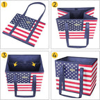 BALEINE 3Pk Reusable Grocery Bags, Foldable Shopping Bags for Groceries with Reinforced Bottom & Handles (Patriot Celebration)