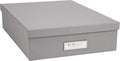 Bigso Oskar Fiberboard Label Frame Document Letter Box - File Organizer Box for Important Paperwork - Document Storage with a