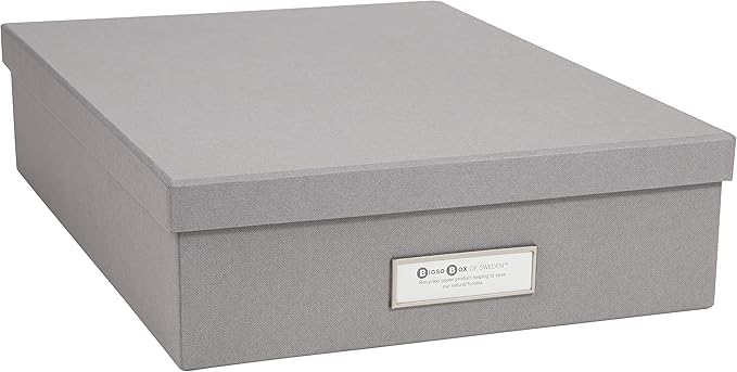 Bigso Oskar Fiberboard Label Frame Document Letter Box - File Organizer Box for Important Paperwork - Document Storage with a
